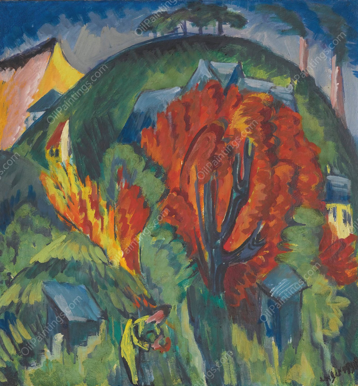 Galgenberg In Jena  by Ernst Ludwig Kirchner - Hand-Painted Oil Painting Reproduction