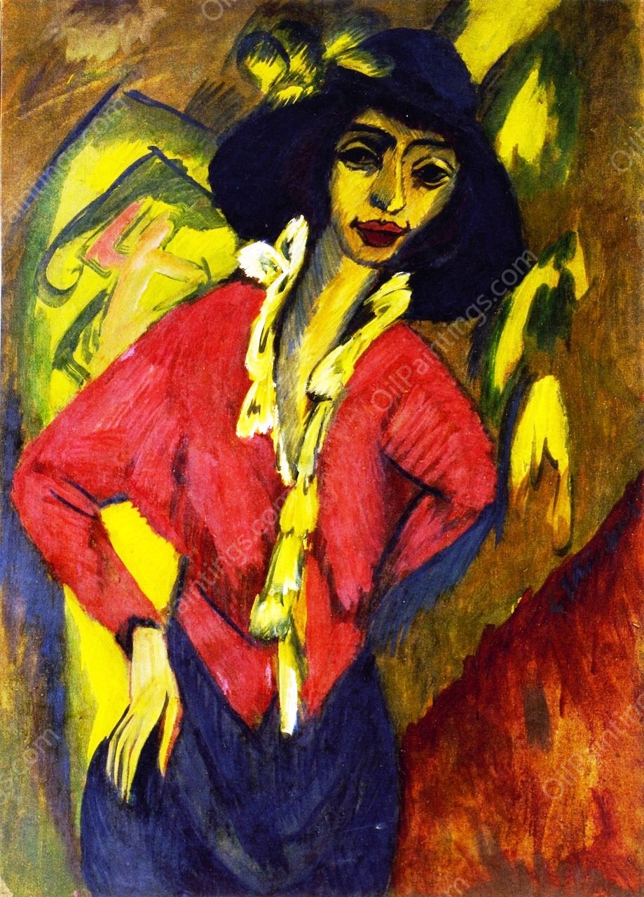 Gerda, Half-Length Portrait by Ernst Ludwig Kirchner - Hand-Painted Oil Painting Reproduction