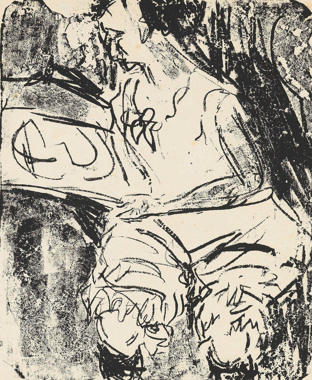 Graphik besehendes Madchen  by Ernst Ludwig Kirchner - Hand-Painted Oil Painting Reproduction