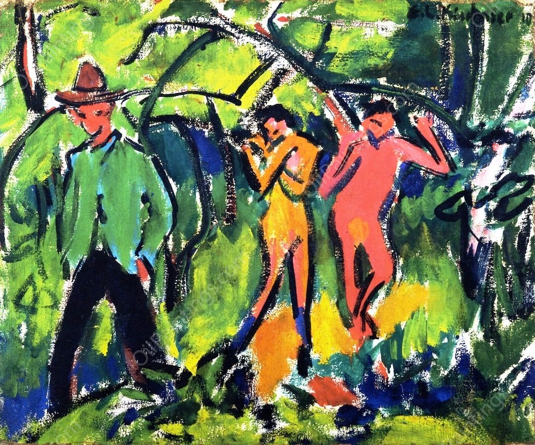 In the Forest by Ernst Ludwig Kirchner - Hand-Painted Oil Painting Reproduction