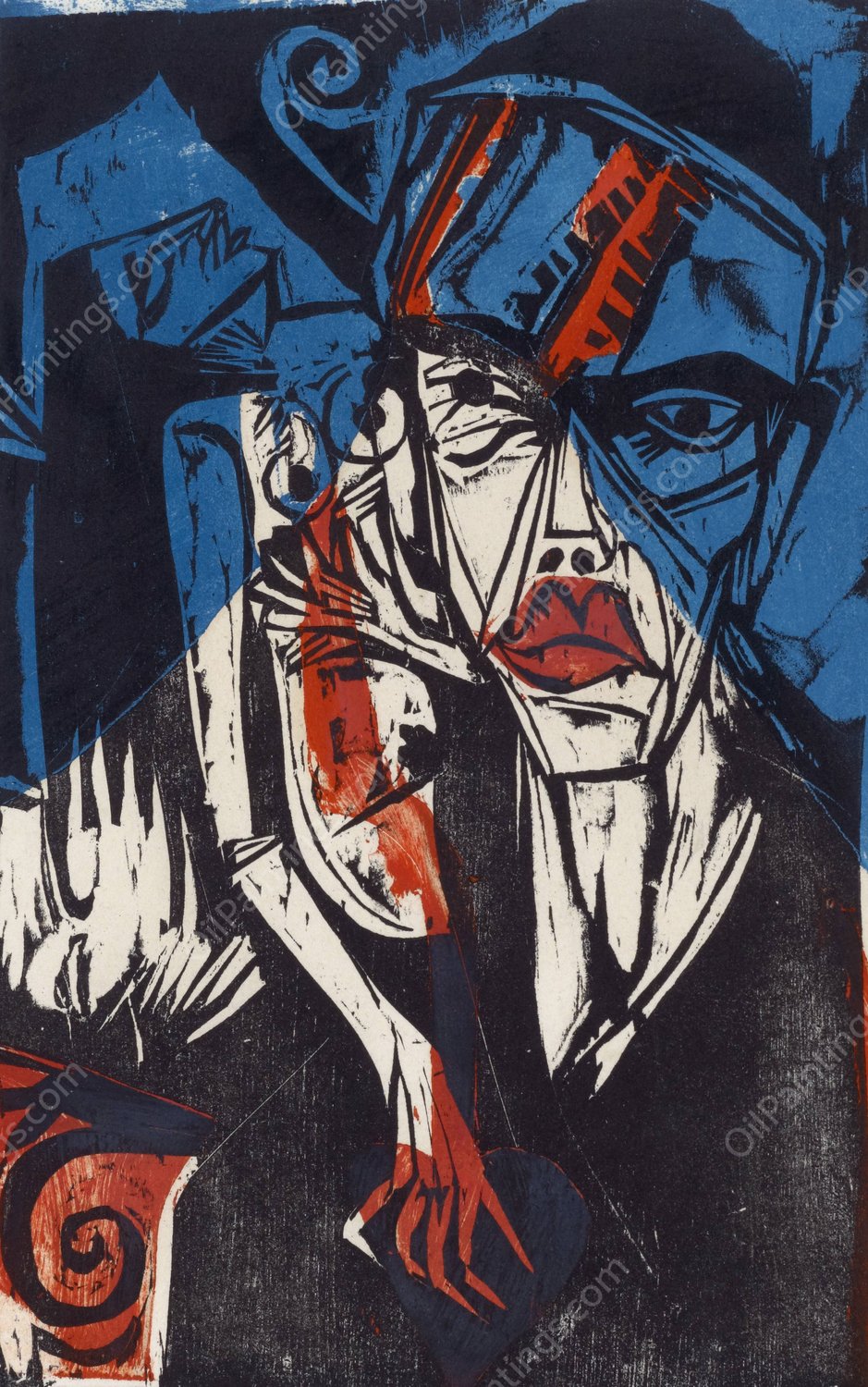 Kampfe - Qualen der Liebe  by Ernst Ludwig Kirchner - Hand-Painted Oil Painting Reproduction