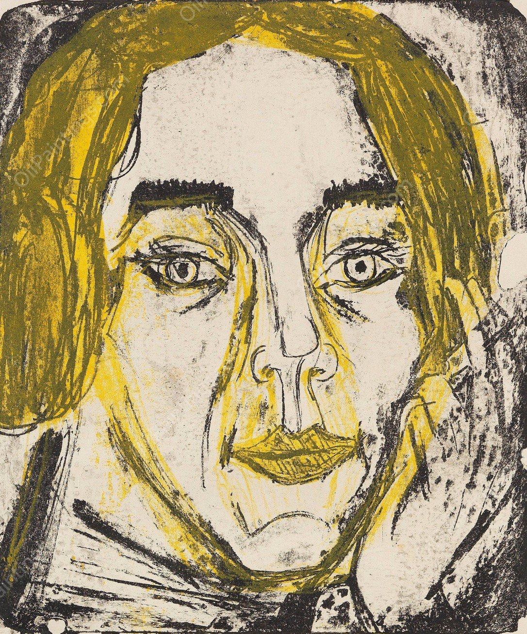 Kopf Mary Wigmann  by Ernst Ludwig Kirchner - Hand-Painted Oil Painting Reproduction