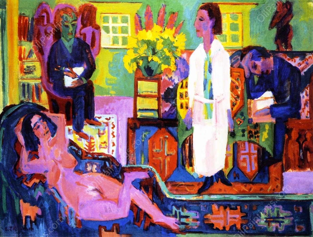 Moderne Boheme by Ernst Ludwig Kirchner - Hand-Painted Oil Painting Reproduction