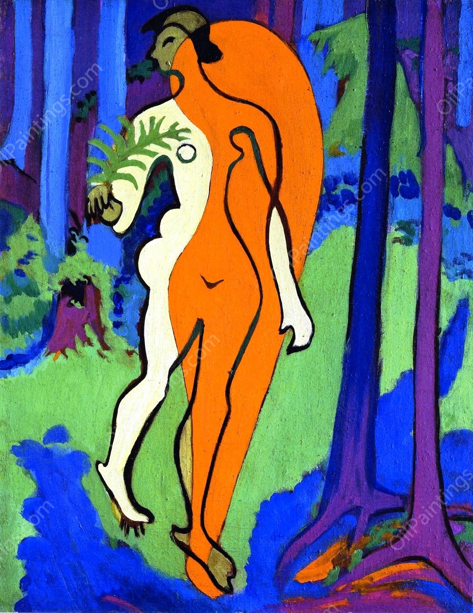 Nude in Orange and Yellow by Ernst Ludwig Kirchner - Hand-Painted Oil Painting Reproduction