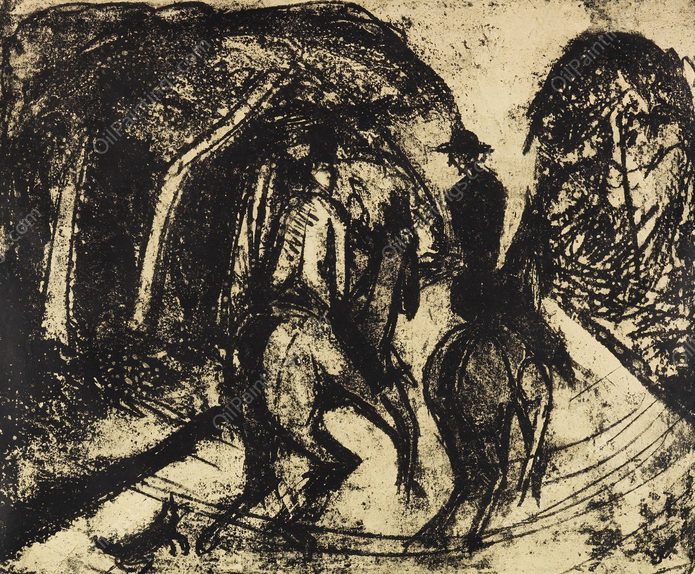 Reiter im Grunewald  by Ernst Ludwig Kirchner - Hand-Painted Oil Painting Reproduction