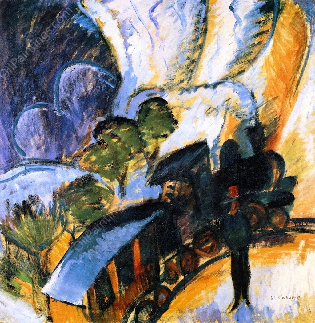 Rhatische Bahn, Davos by Ernst Ludwig Kirchner - Hand-Painted Oil Painting Reproduction
