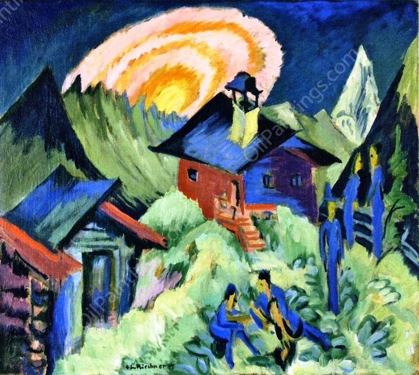 Rising Moon on the Stafelalp by Ernst Ludwig Kirchner - Hand-Painted Oil Painting Reproduction