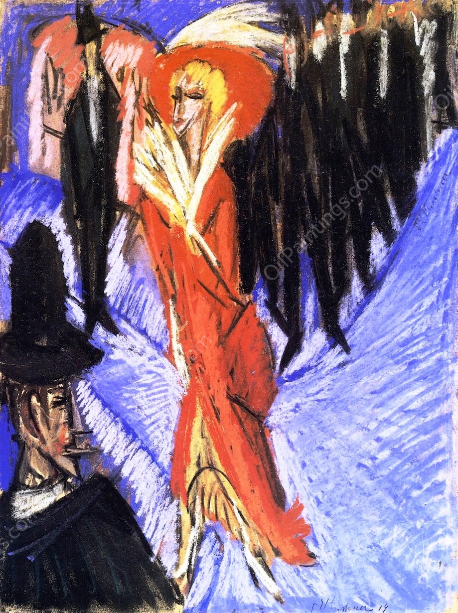Rote Kokotte by Ernst Ludwig Kirchner - Hand-Painted Oil Painting Reproduction