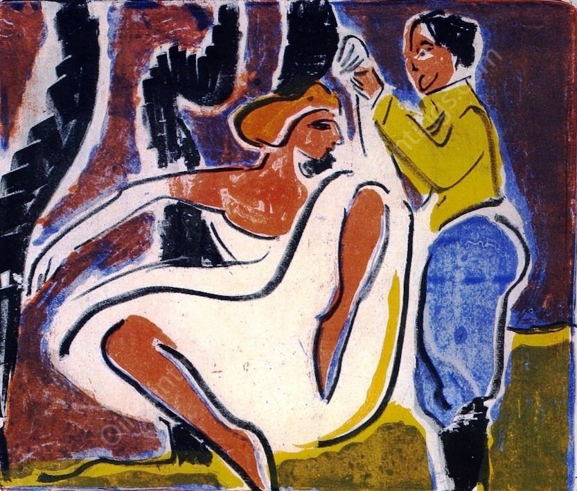 Russian Dancing Pair by Ernst Ludwig Kirchner - Hand-Painted Oil Painting Reproduction
