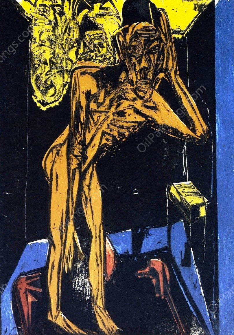 Schlemihl in der Einsamkeit des Zimmers by Ernst Ludwig Kirchner - Hand-Painted Oil Painting Reproduction