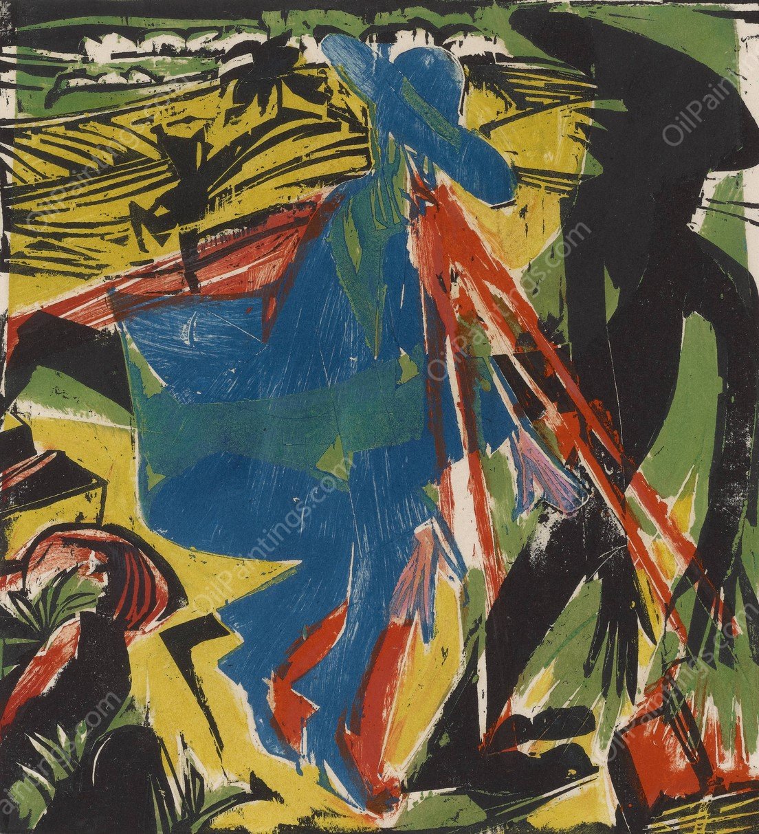 Schlemihls Begegnung mit dem Schatten  by Ernst Ludwig Kirchner - Hand-Painted Oil Painting Reproduction