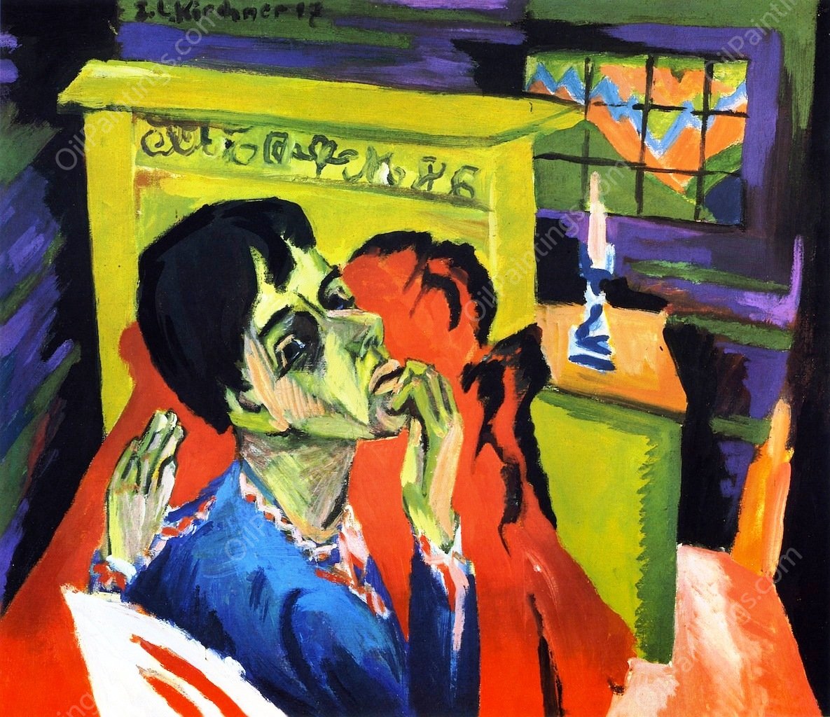 Selbstbildnis als Kranker by Ernst Ludwig Kirchner - Hand-Painted Oil Painting Reproduction