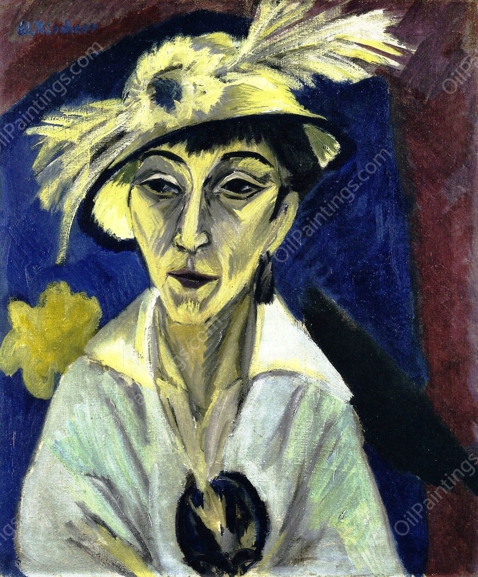 Sick Woman  also known as Woman with Hat or Portrait of Erna Schilling by Ernst Ludwig Kirchner - Hand-Painted Oil Painting Reproduction