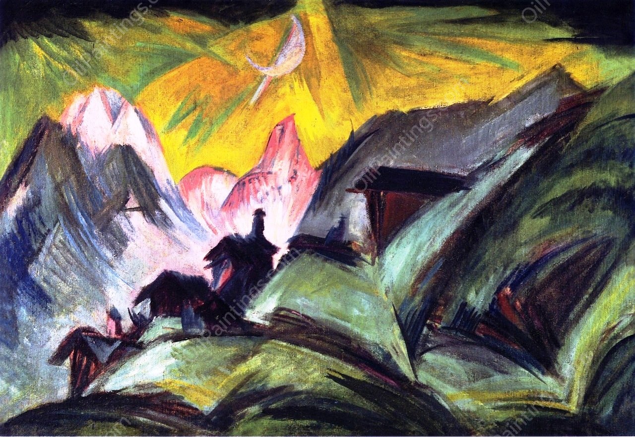 Stafelalp bei Mondschein by Ernst Ludwig Kirchner - Hand-Painted Oil Painting Reproduction