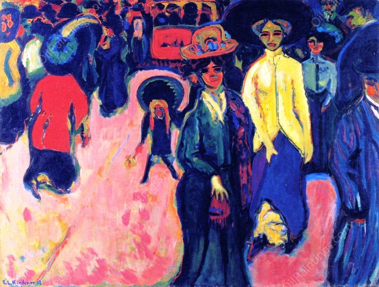 Street Scene by Ernst Ludwig Kirchner - Hand-Painted Oil Painting Reproduction