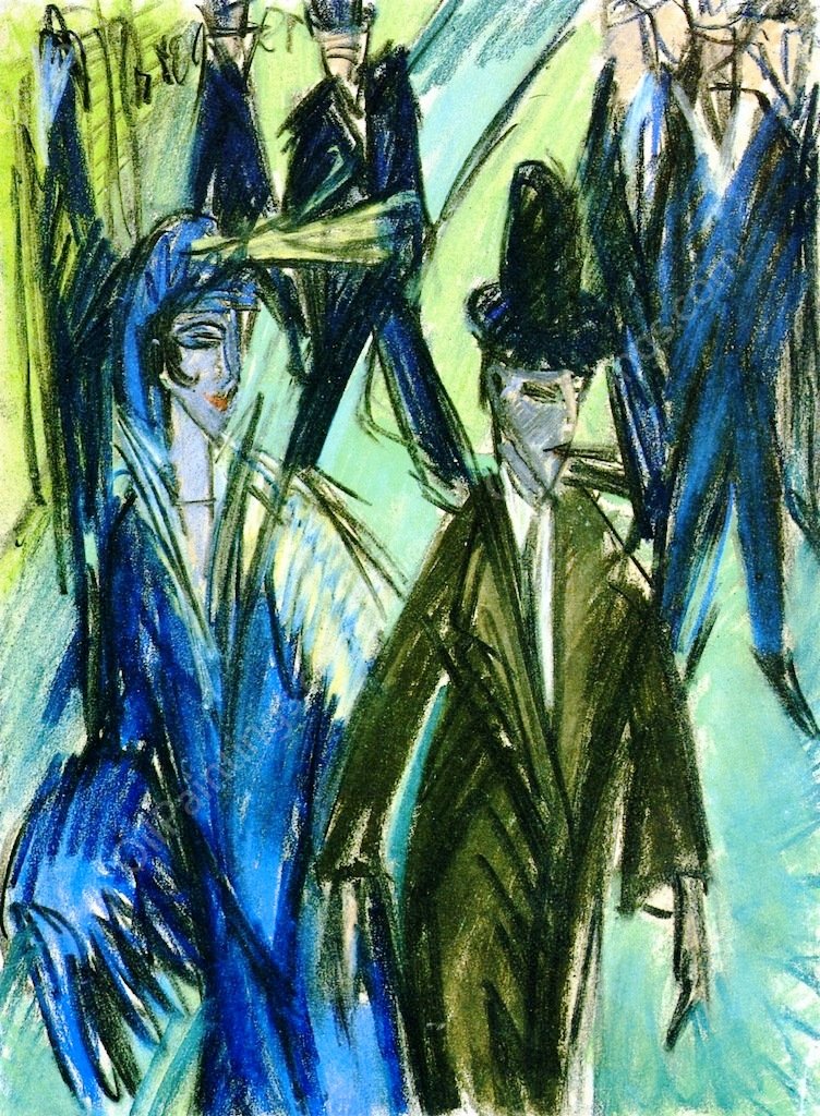 Street Scene by Ernst Ludwig Kirchner - Hand-Painted Oil Painting Reproduction