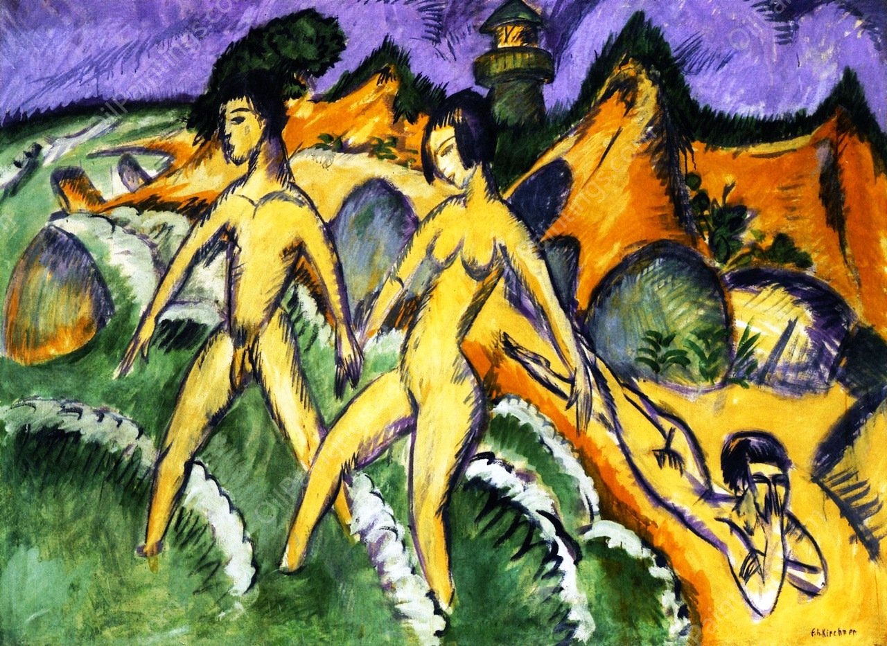 Striding into the Sea by Ernst Ludwig Kirchner - Hand-Painted Oil Painting Reproduction