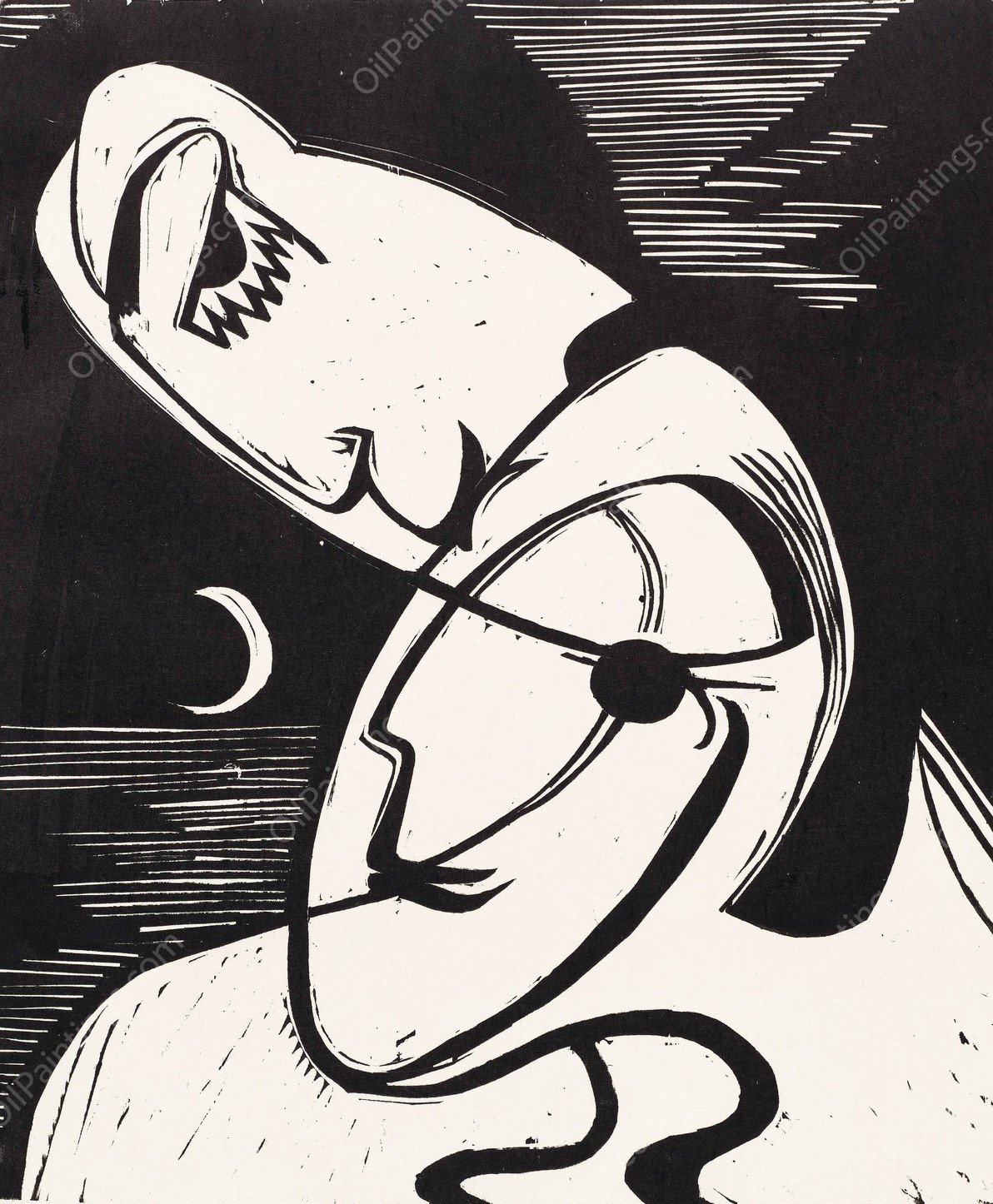 The Kiss  by Ernst Ludwig Kirchner - Hand-Painted Oil Painting Reproduction