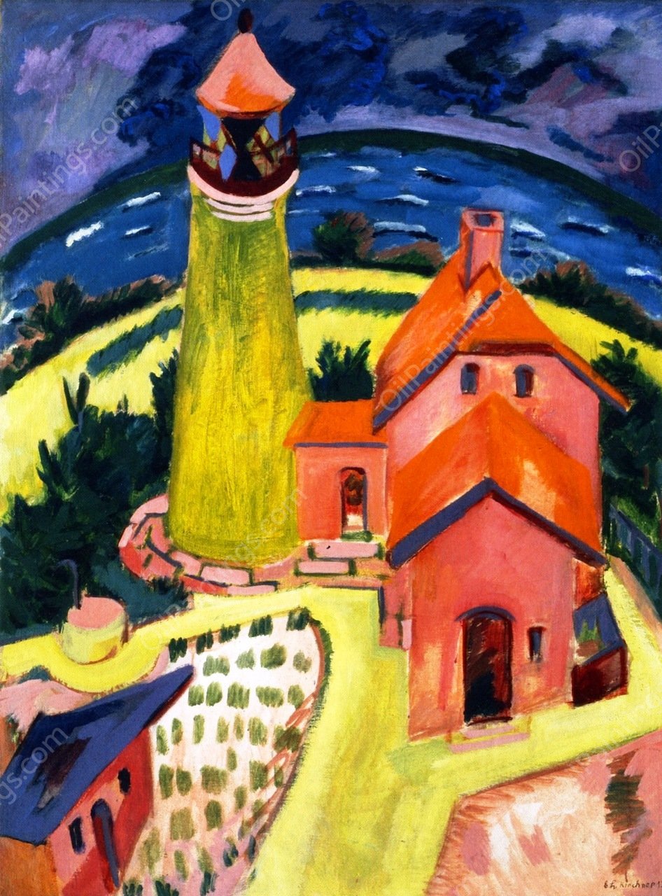 The Lighthouse of Fehmarn by Ernst Ludwig Kirchner - Hand-Painted Oil Painting Reproduction