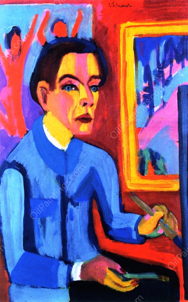 The Painter also known as Self-Portrait by the Window by Ernst Ludwig Kirchner - Hand-Painted Oil Painting Reproduction