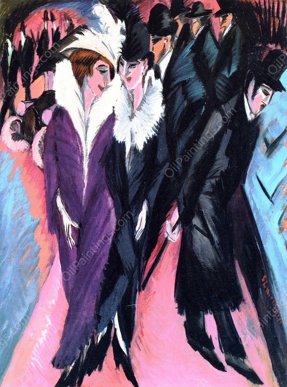 The Street by Ernst Ludwig Kirchner - Hand-Painted Oil Painting Reproduction