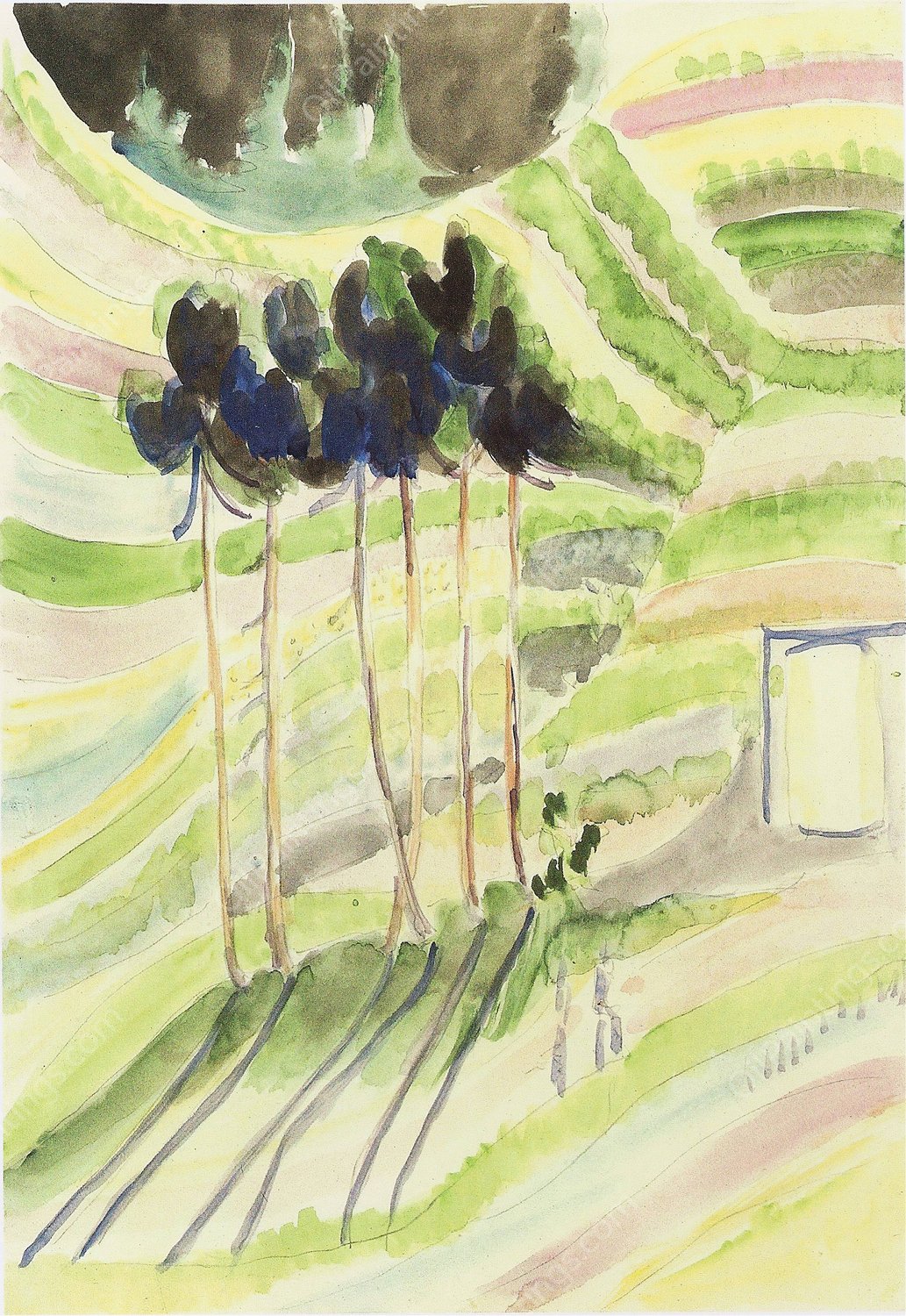 Trees  by Ernst Ludwig Kirchner - Hand-Painted Oil Painting Reproduction