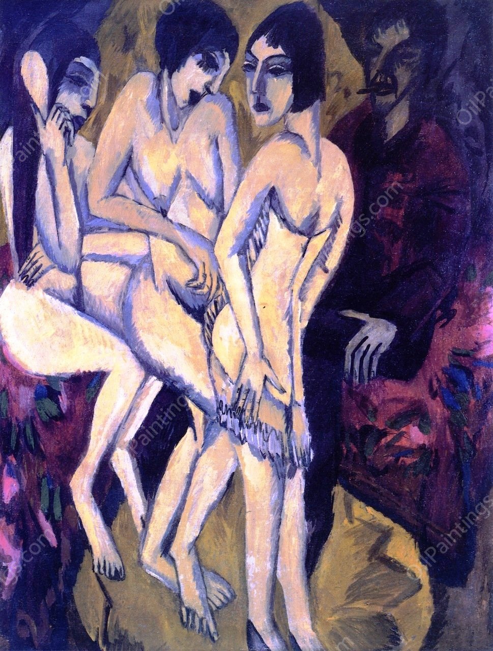 Urteil des Paris by Ernst Ludwig Kirchner - Hand-Painted Oil Painting Reproduction