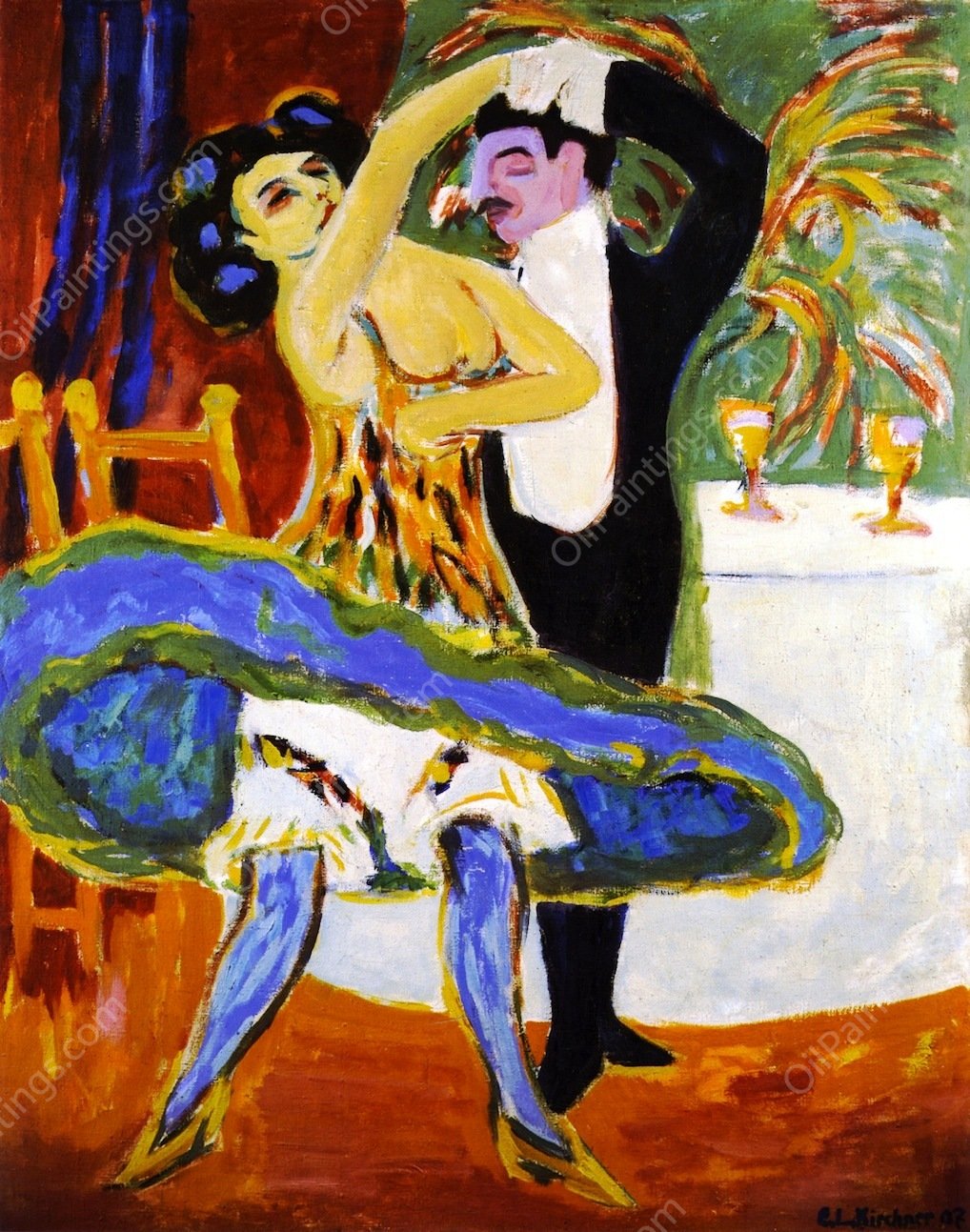 Variete, Englisches Tanzpaar by Ernst Ludwig Kirchner - Hand-Painted Oil Painting Reproduction