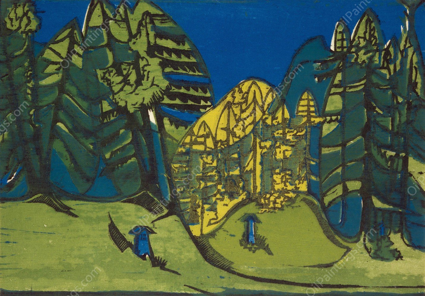 Waldfriedhof  by Ernst Ludwig Kirchner - Hand-Painted Oil Painting Reproduction