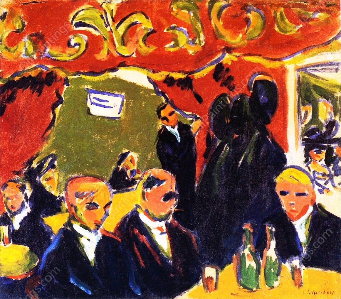 Wine Bar by Ernst Ludwig Kirchner - Hand-Painted Oil Painting Reproduction