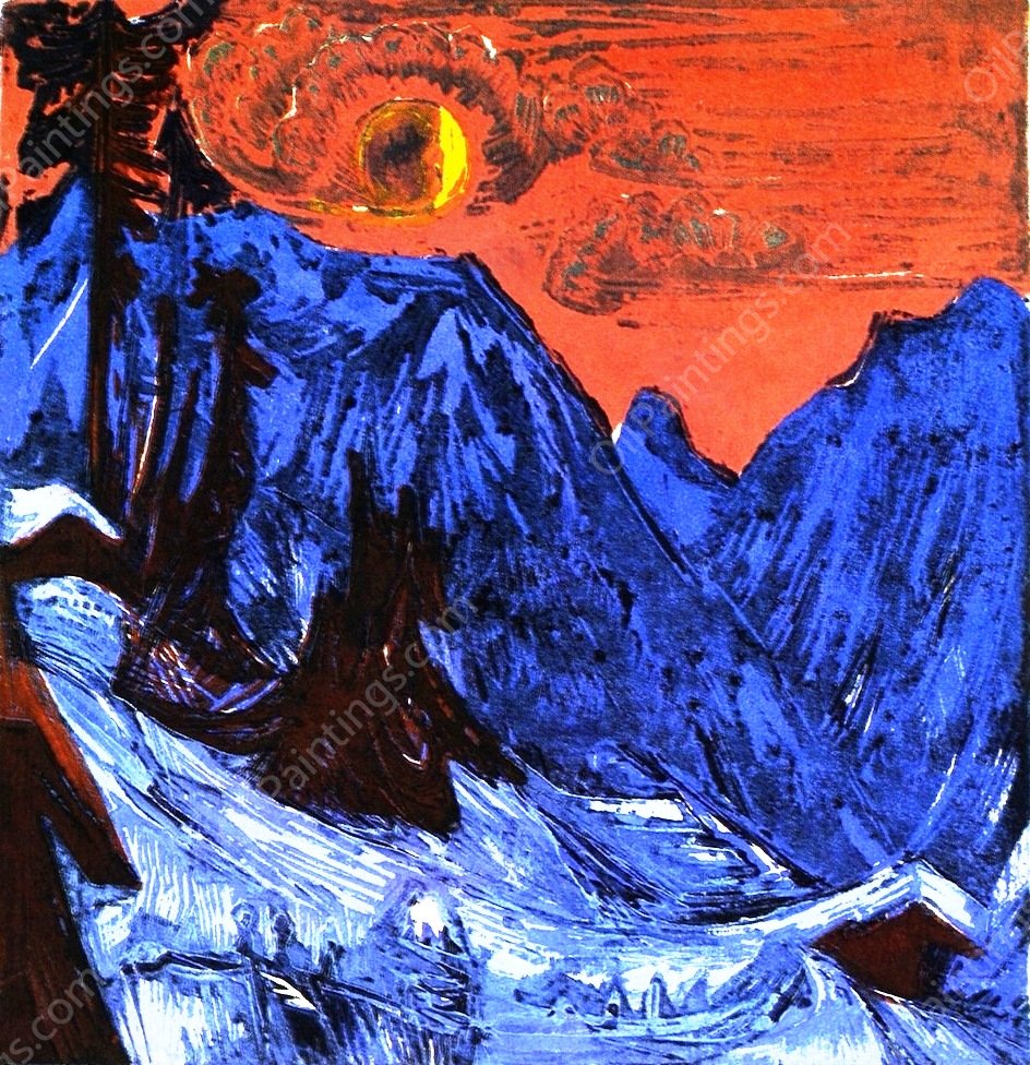 Winter Landscape by Moonlight by Ernst Ludwig Kirchner - Hand-Painted Oil Painting Reproduction