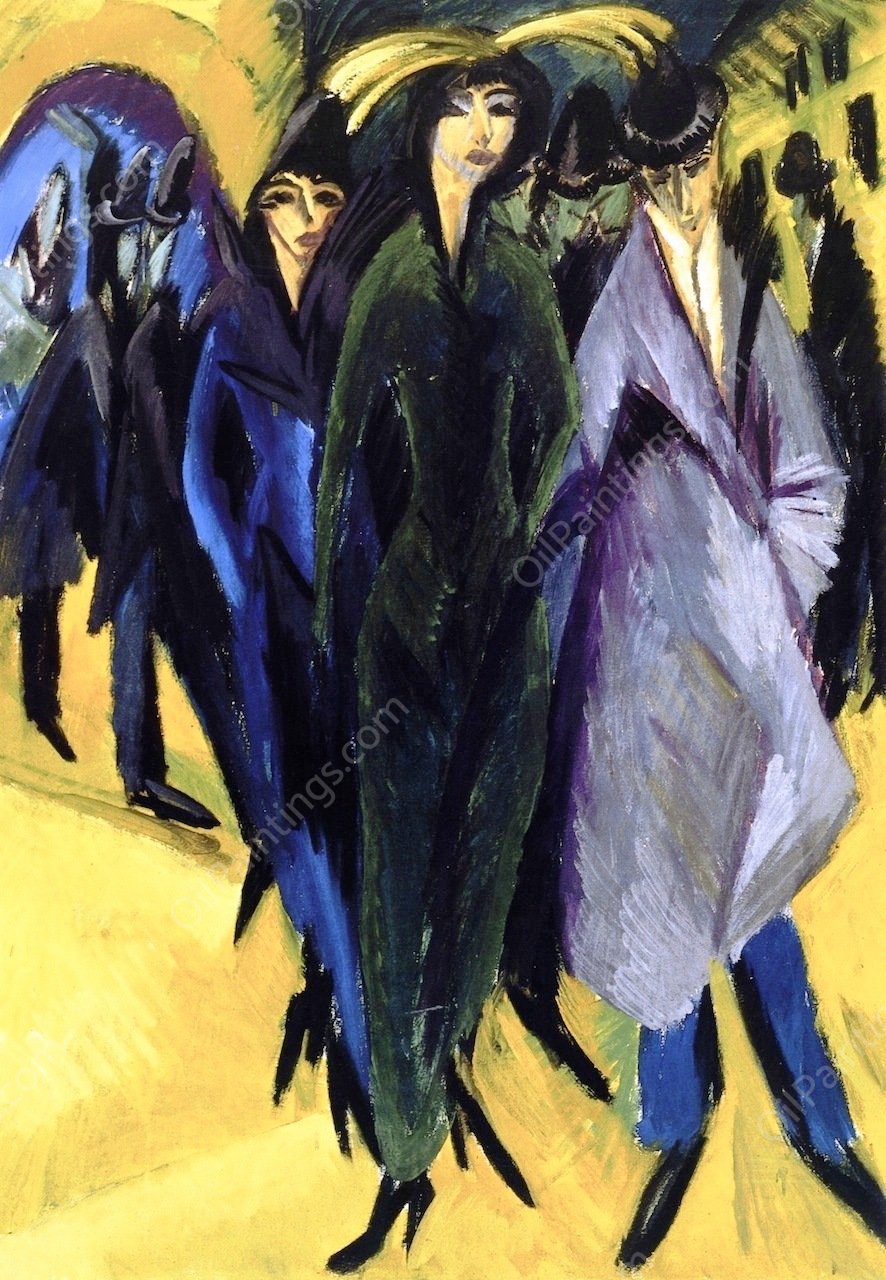Woman in the Street by Ernst Ludwig Kirchner - Hand-Painted Oil Painting Reproduction