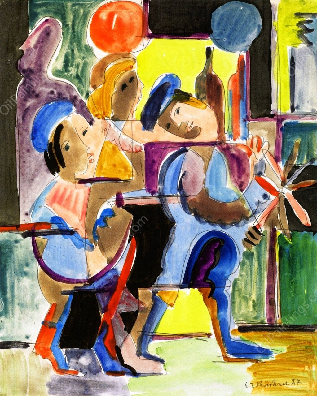 Women on the Street by Ernst Ludwig Kirchner - Hand-Painted Oil Painting Reproduction