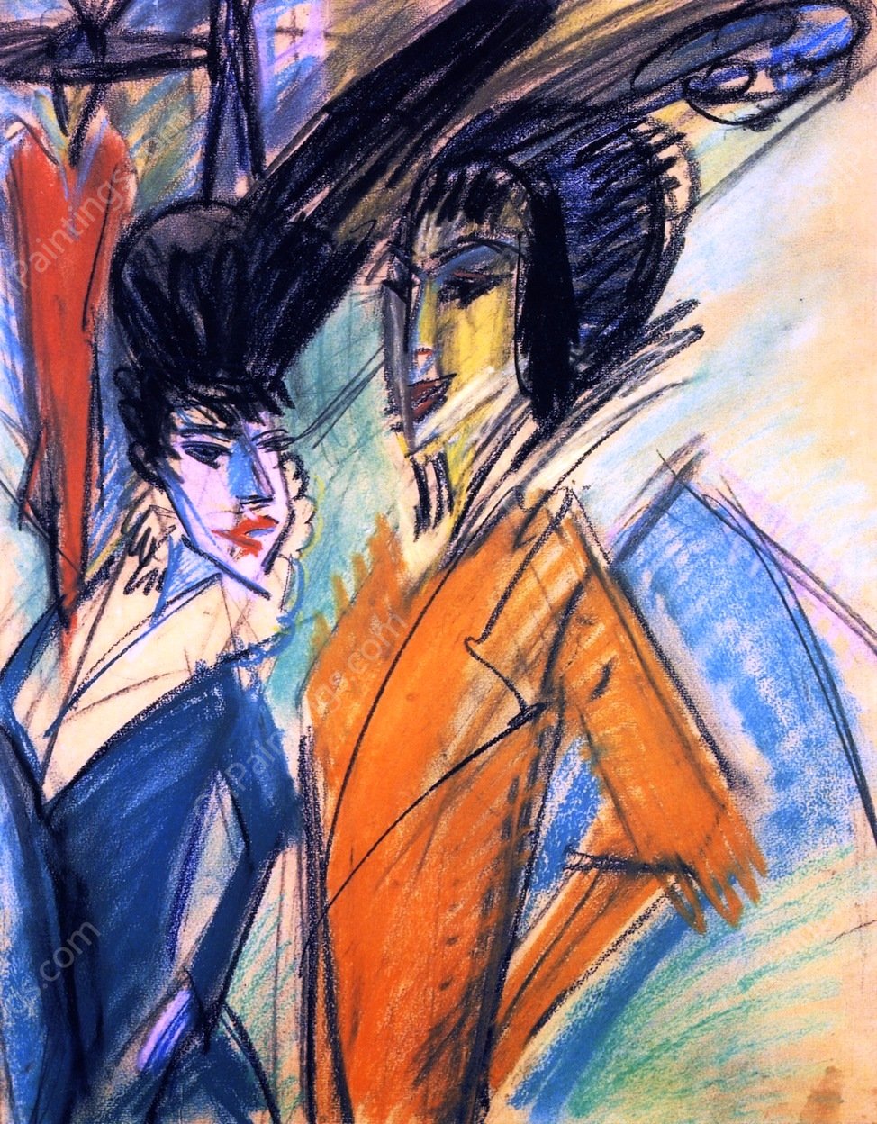 Zewi Kokotten by Ernst Ludwig Kirchner - Hand-Painted Oil Painting Reproduction
