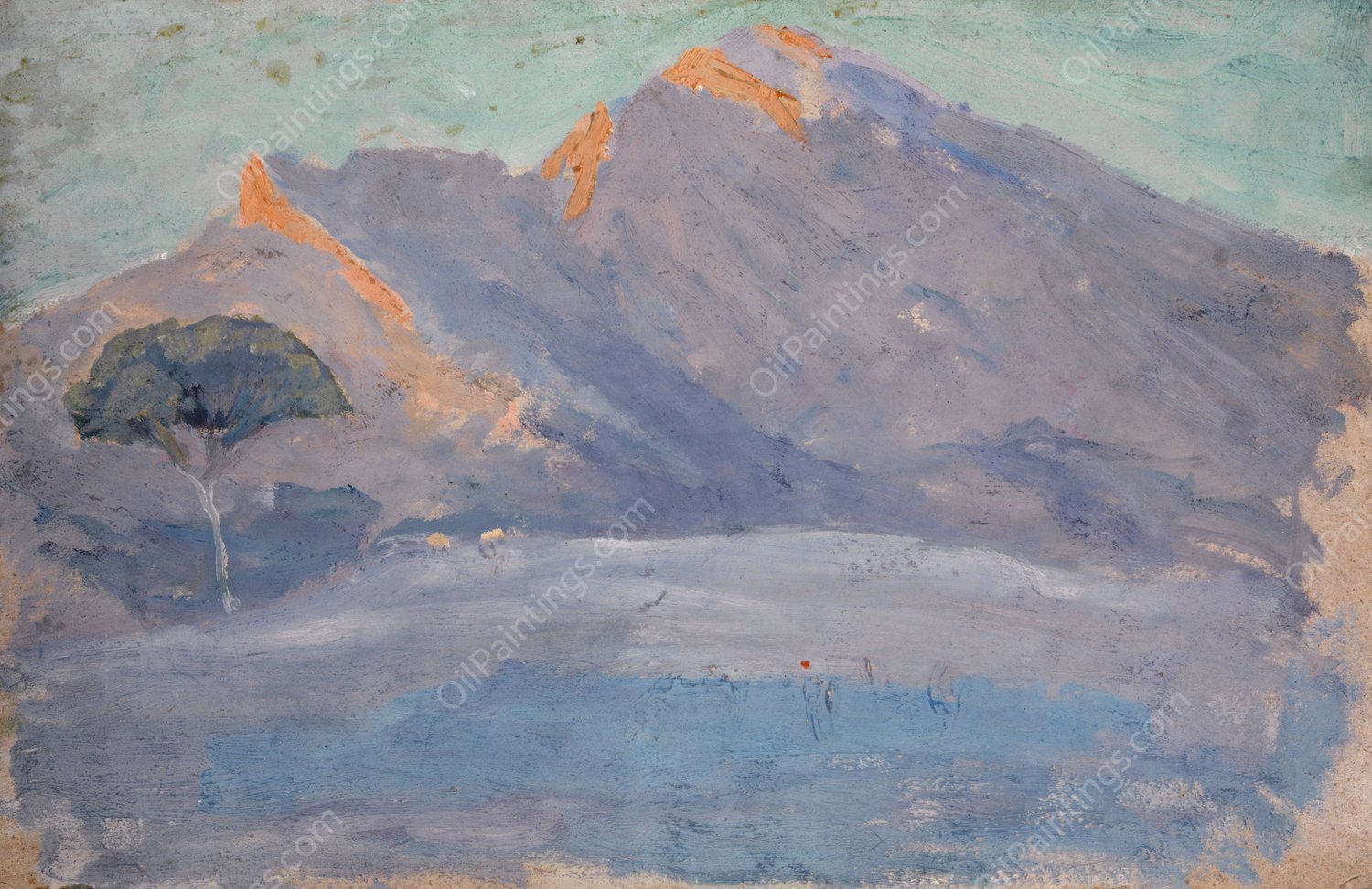 Bare Hills in the Evening Glow by Ernst Schiess - Hand-Painted Oil Painting Reproduction
