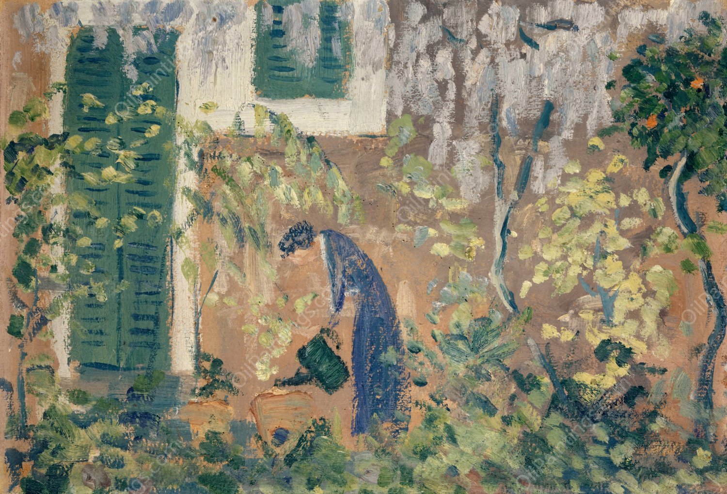 Frau in sudlichem Garten by Ernst Schiess - Hand-Painted Oil Painting Reproduction