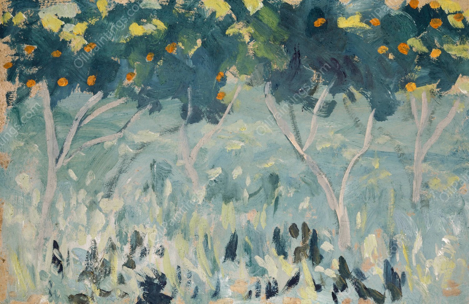 Orange Trees by Ernst Schiess - Hand-Painted Oil Painting Reproduction