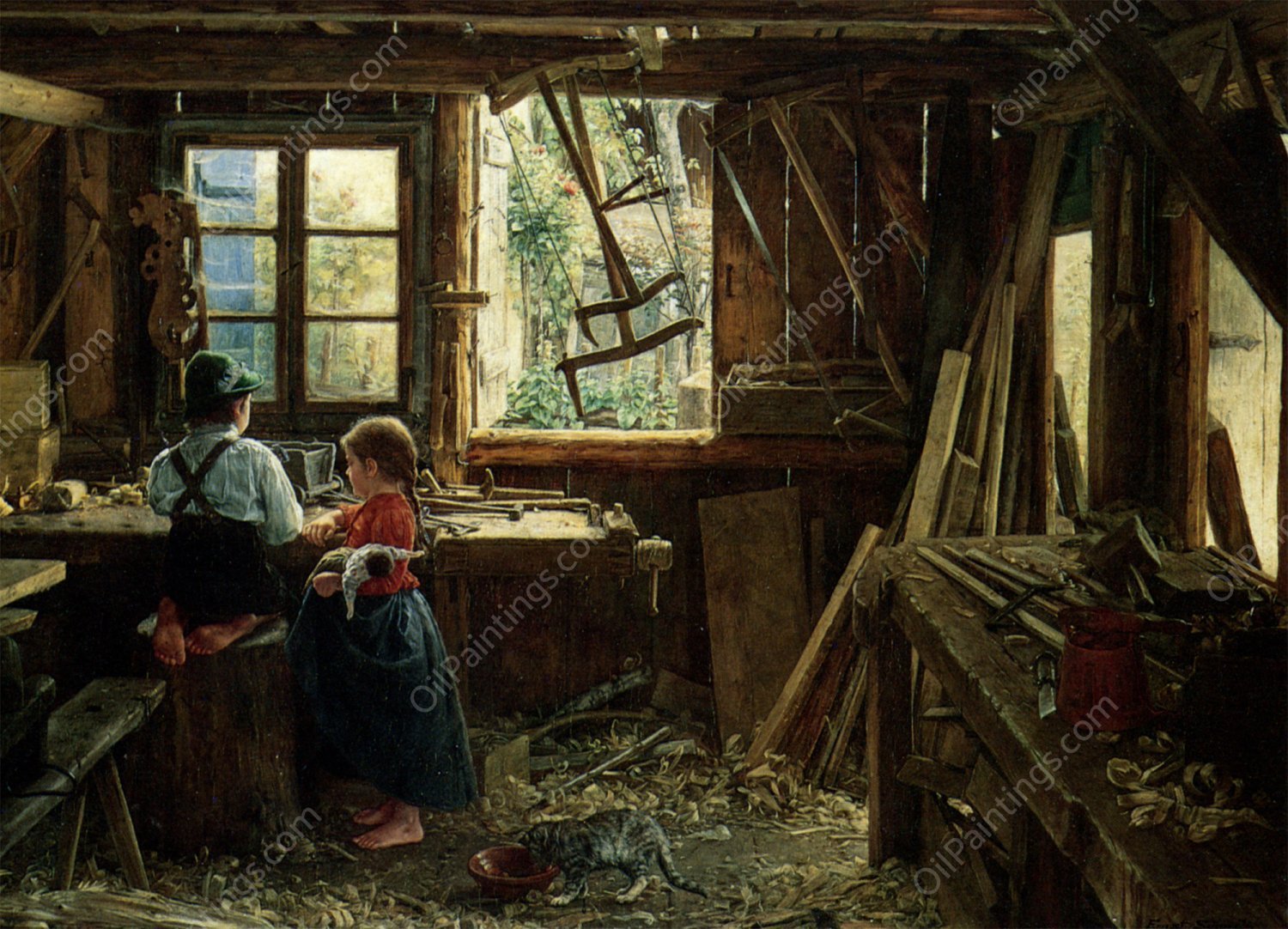 In Der Werkstatte by Ernst Schmitz - Hand-Painted Oil Painting Reproduction