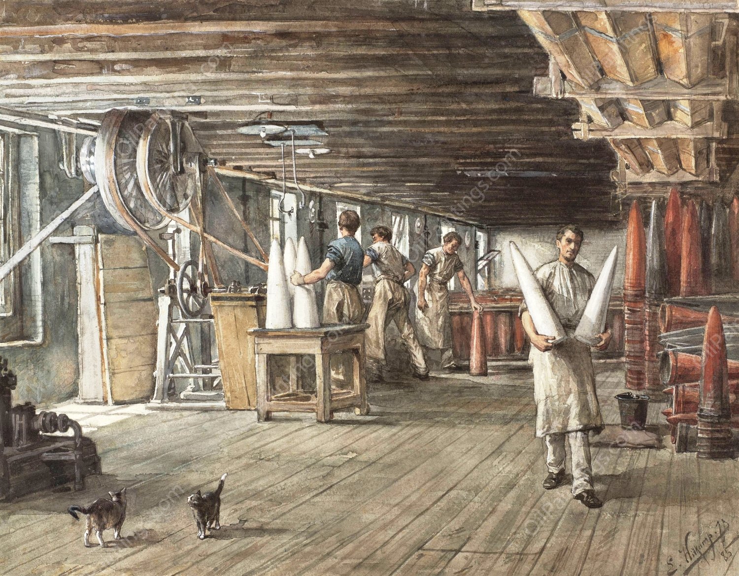 Interieur van de suikerfabriek van de firma Vom Rath  by Ernst Witkamp - Hand-Painted Oil Painting Reproduction