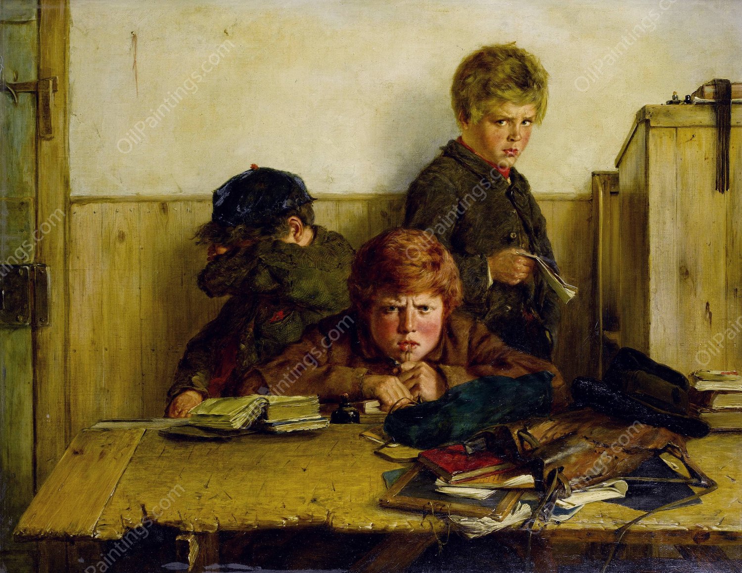 Kept In by Erskine Nicol - Hand-Painted Oil Painting Reproduction