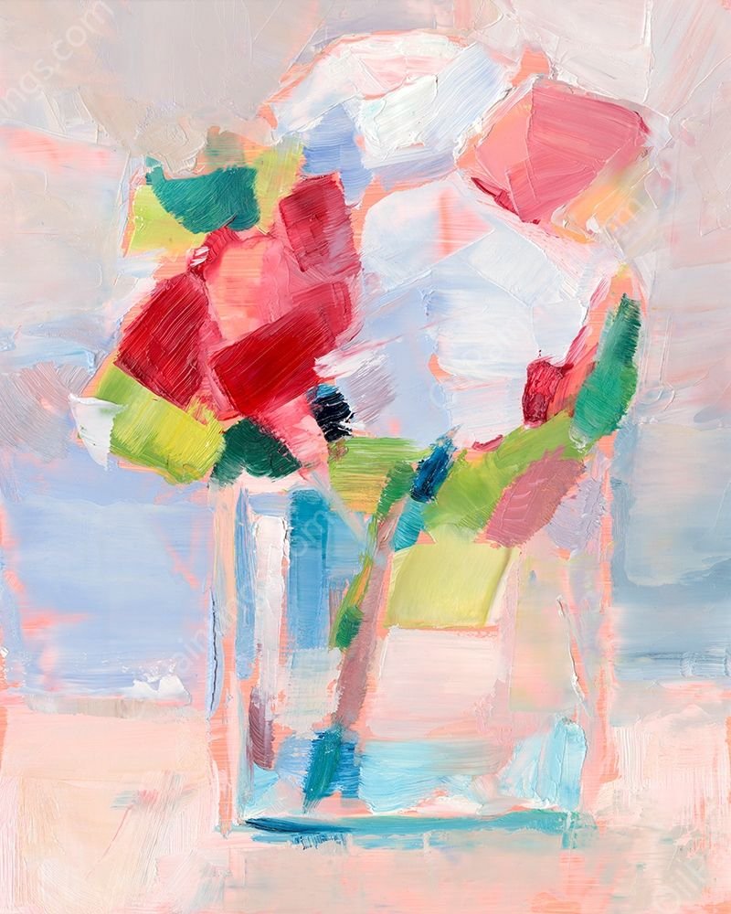Abstract Flowers in Vase II by Ethan Harper - Hand-Painted Oil Painting Reproduction