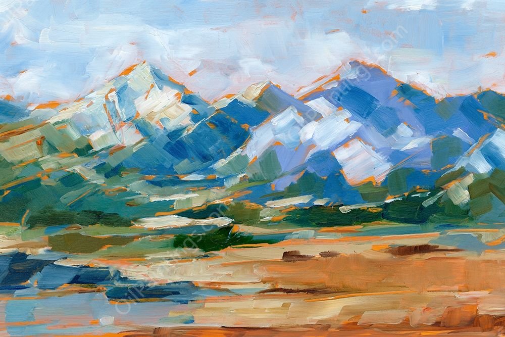 Blue Mountain Peaks II by Ethan Harper - Hand-Painted Oil Painting Reproduction