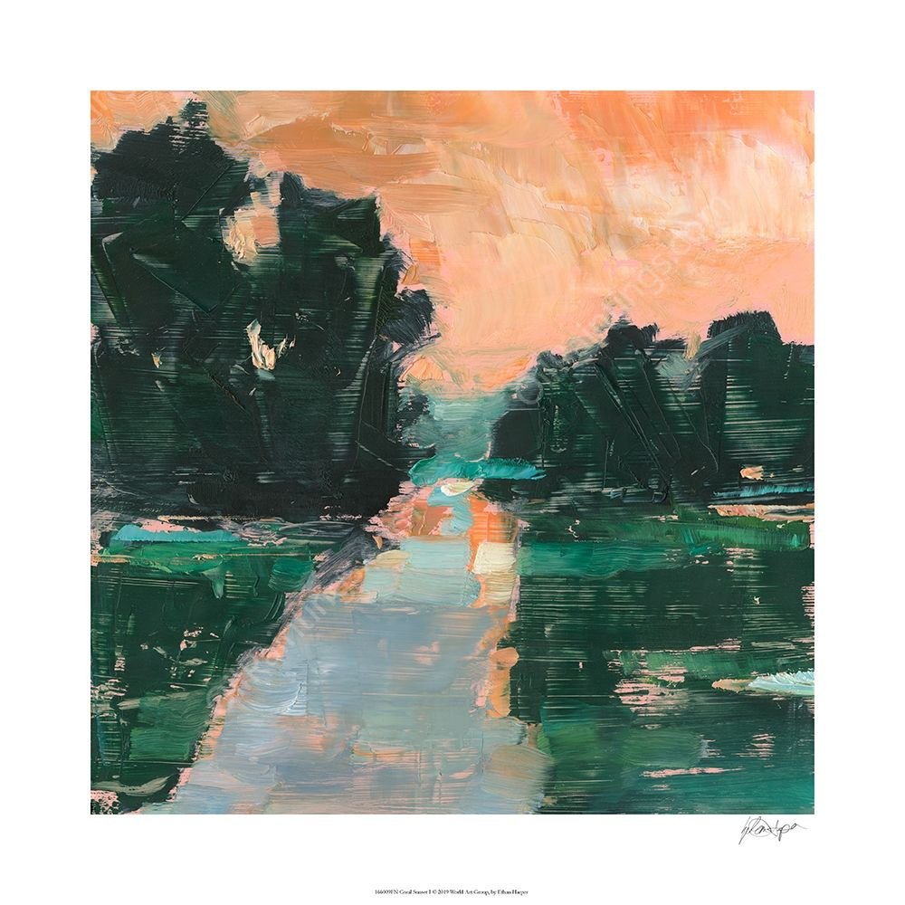 Coral Sunset I by Ethan Harper - Hand-Painted Oil Painting Reproduction