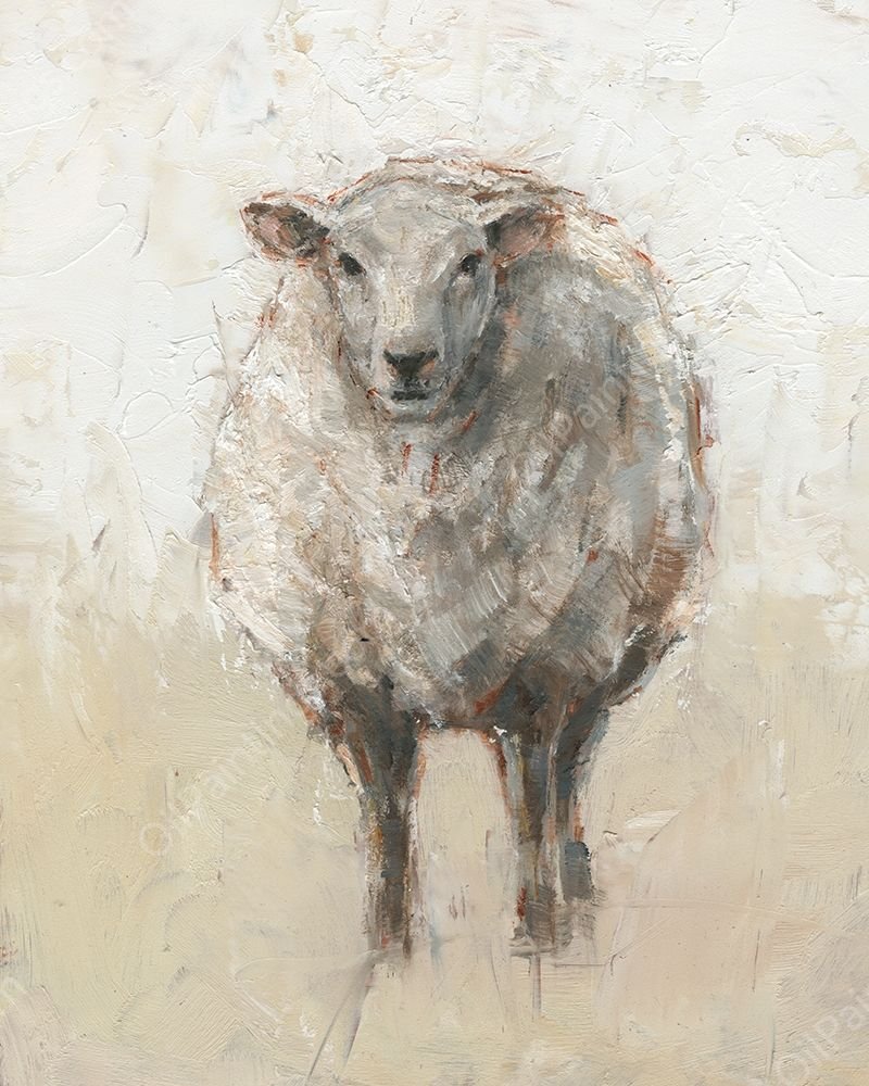 Fluffy Sheep I by Ethan Harper - Hand-Painted Oil Painting Reproduction