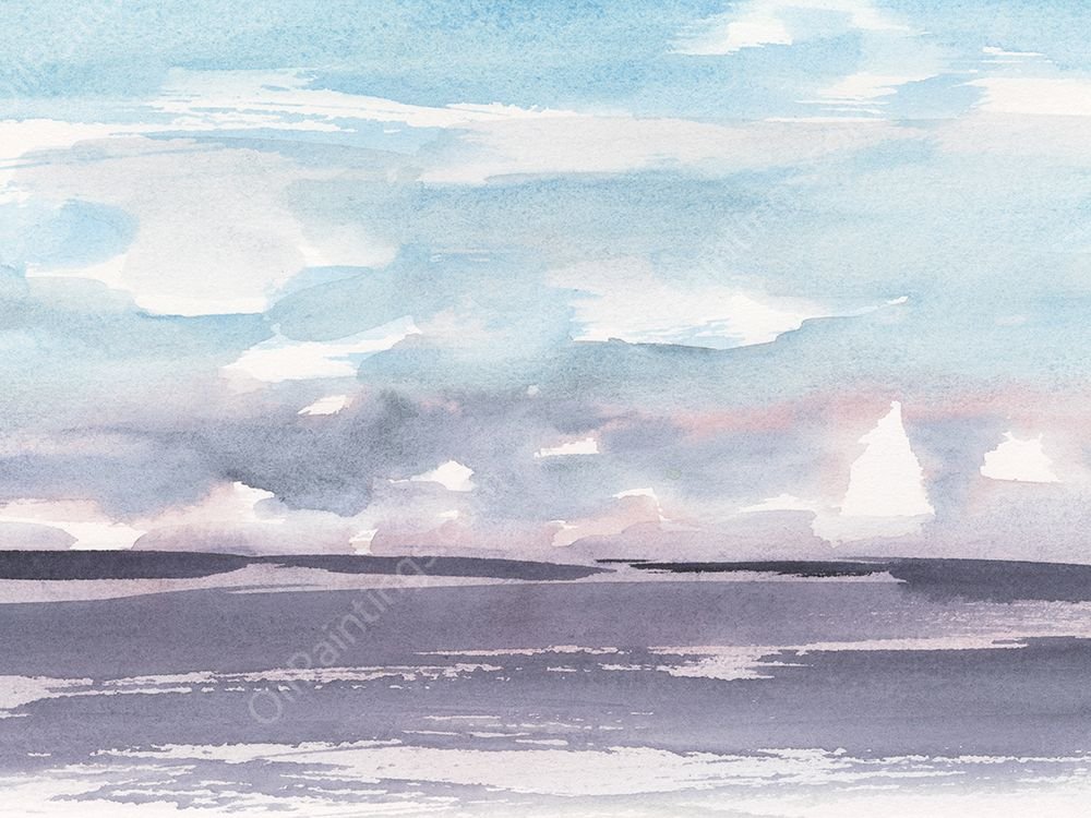 Violet Sea Horizon I by Ethan Harper - Hand-Painted Oil Painting Reproduction