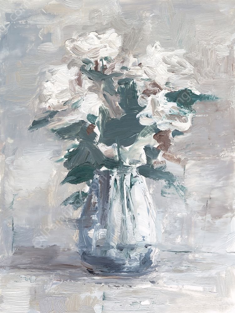 White Impasto Arrangement I by Ethan Harper - Hand-Painted Oil Painting Reproduction