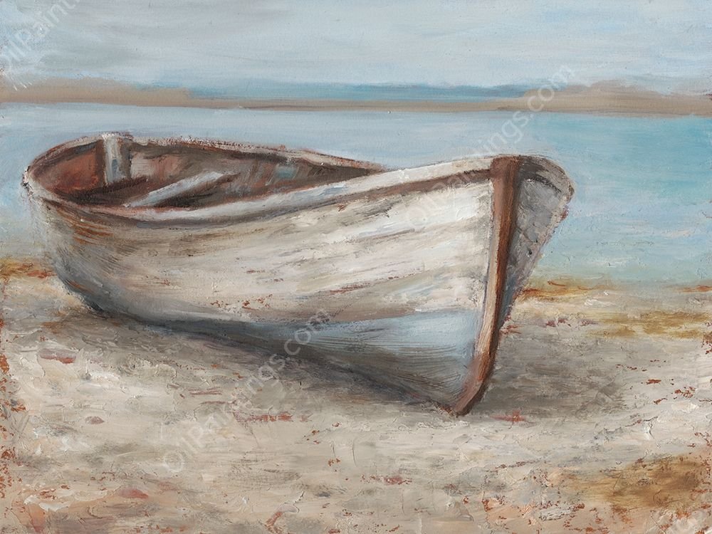 Whitewashed Boat I by Ethan Harper - Hand-Painted Oil Painting Reproduction