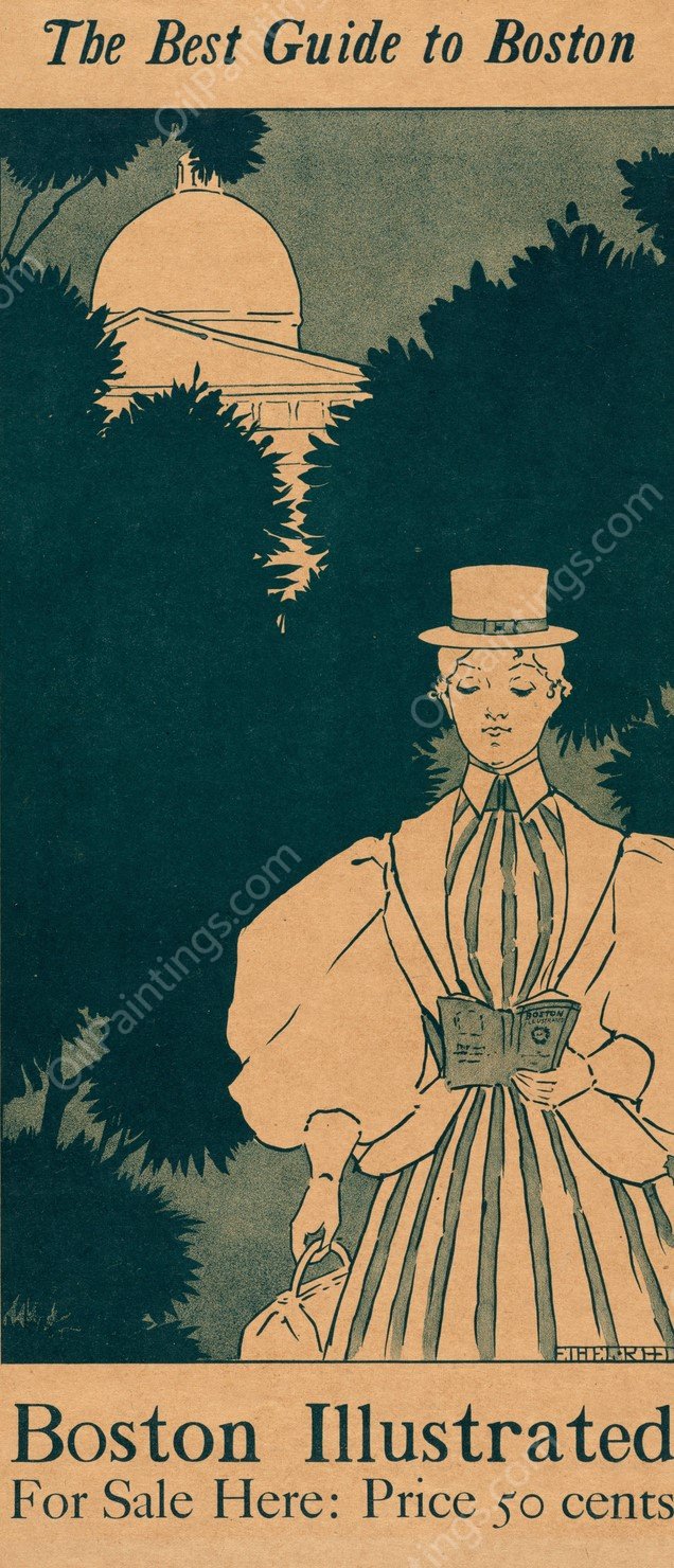 The best guide to Boston. Boston illustrated, for sale here.  by Ethel Reed - Hand-Painted Oil Painting Reproduction