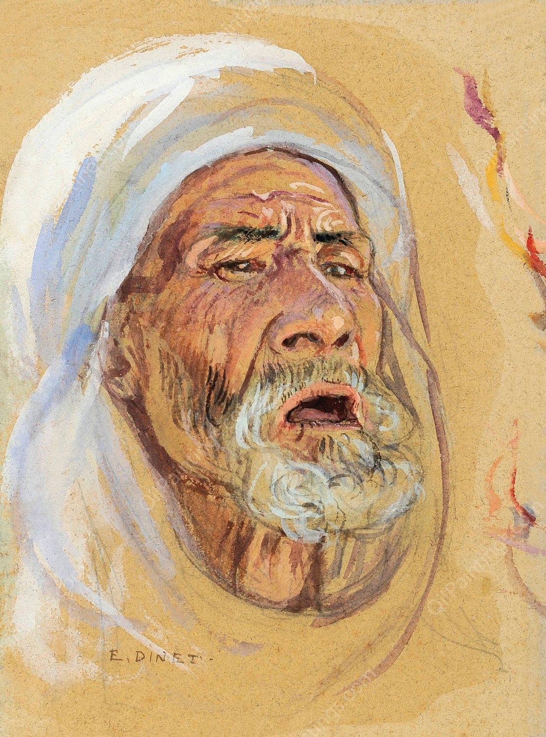 Study For The Central Figure In The Painting; The Procession  by Etienne Dinet - Hand-Painted Oil Painting Reproduction