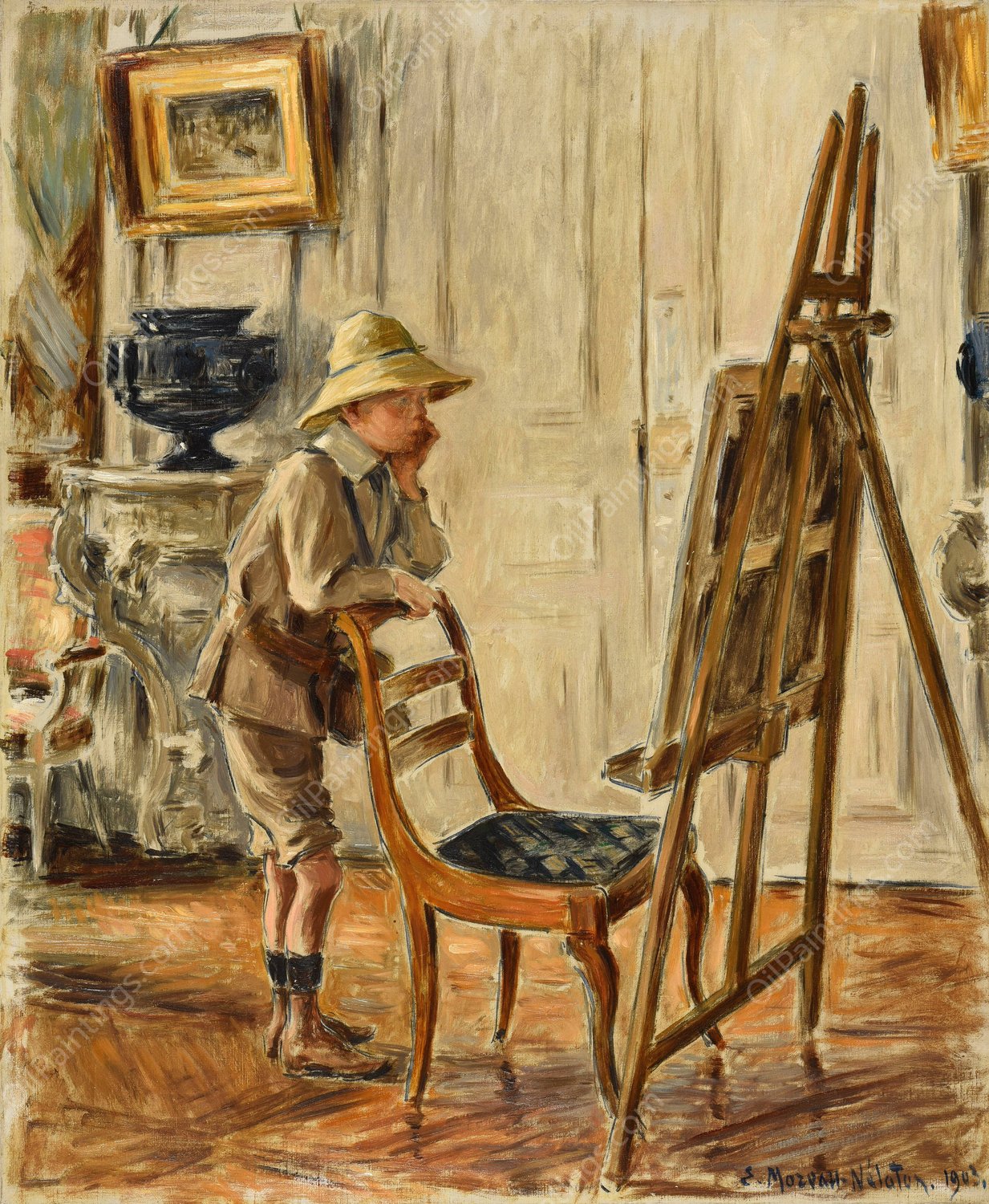 Le Jeune amateur  by Etienne Moreau-Nelaton - Hand-Painted Oil Painting Reproduction